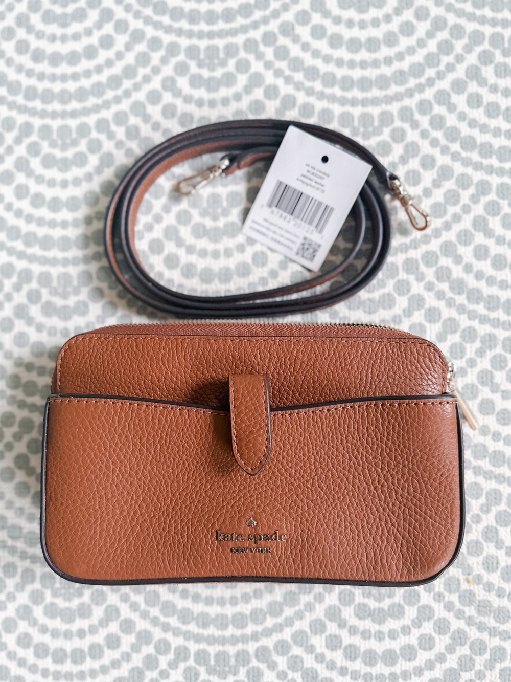 Kate Spade Leila Brown Pebbled Leather Small Crossbody Bag